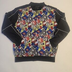 G-NET Pop Art Comic Print Windbreaker  Men's XL Black Full Zip Track Jacket